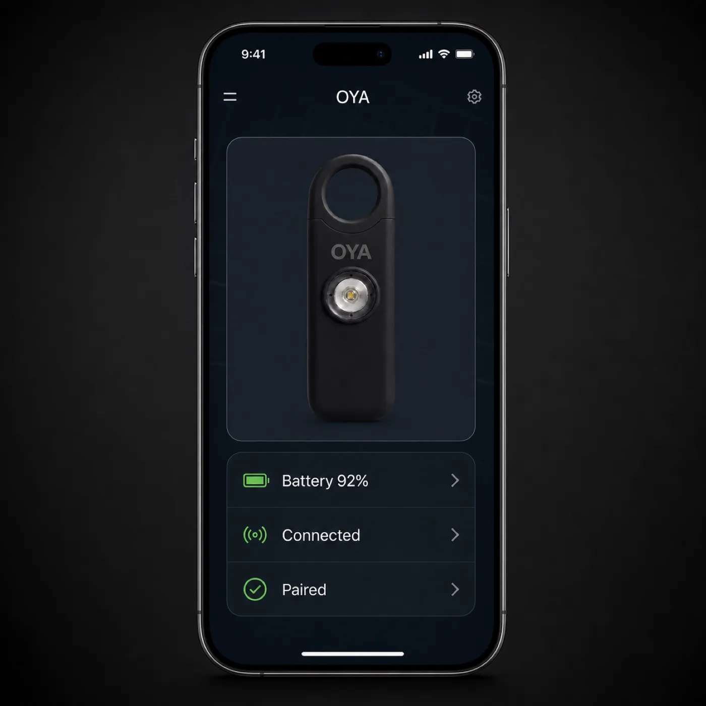 App UI: device status card