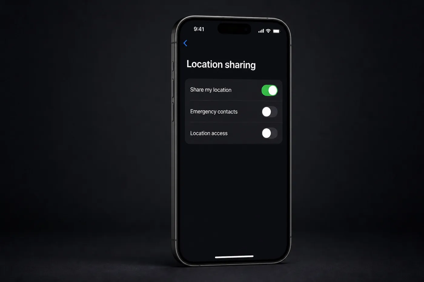 App UI: sharing settings