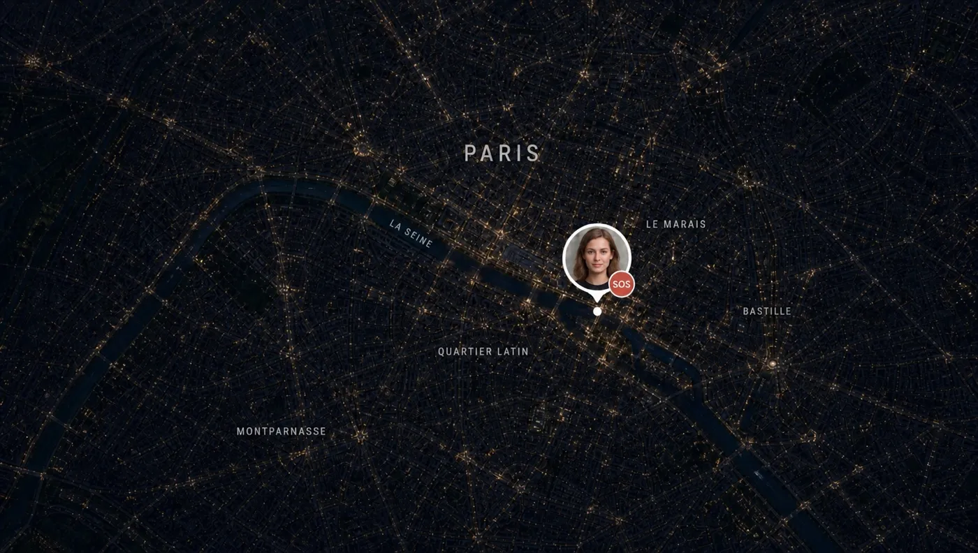 Tour: map view with live location pin